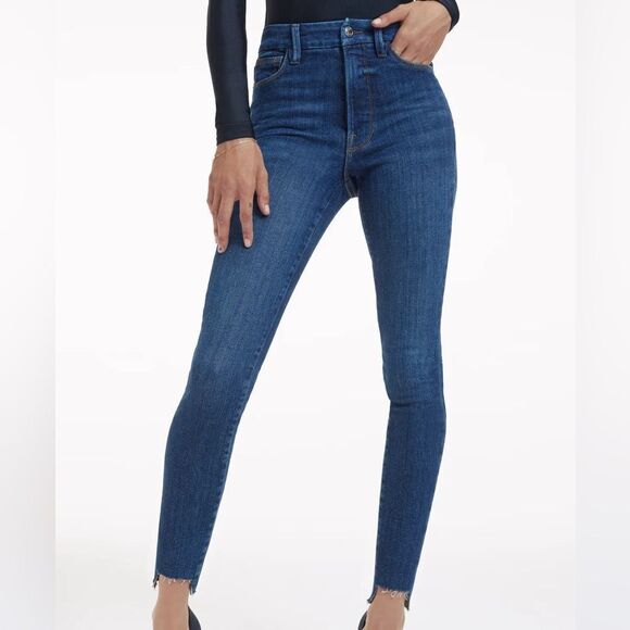 Good American Good Curve High Waist Distressed Jeans Size 10